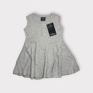Little Bipsy Sleeveless Gray Ribbed Twirl Dress